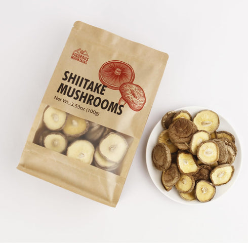 VIGOROUS MOUNTAINS Dried Shiitake Mushrooms for Cooking, Pure Aroma, Thin Cap without Stem, 3.53OZ