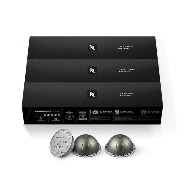 Nespresso Capsules Vertuo, Fortado Gran Lungo Americano, Dark Roast Espresso Coffee, 30