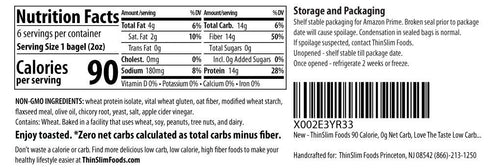 2 Pack (6 Pack) ThinSlim Foods Keto Bagels | Keto Bread Alternative | Low Carb Plain, Zero Net Carb Bagels Per