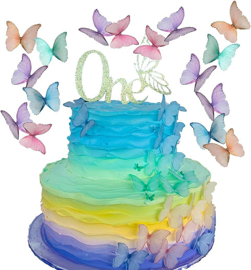 Edible Butterflies for Cake Decorating, Set of 24-2" Big Size Cake and Cupcake Toppers