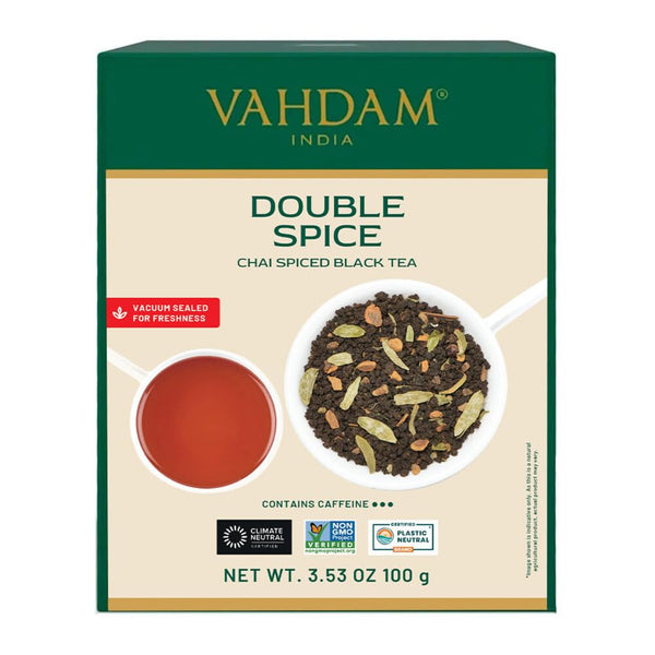 VAHDAM, Double Spice Masala Chai Tea (50+ Cups, 3.53oz) Strong, Robust &