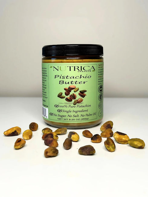 100% 9.25oz (262gr) Pure Pistachio Butter, Single Ingredient, No Salt, No Sugar, No Palm Oil, No Additives, Vegan