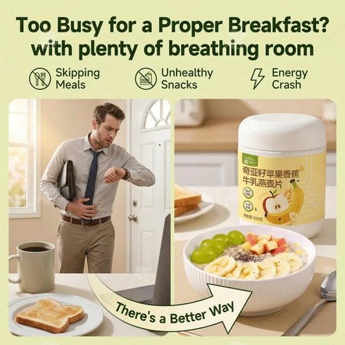 xapuo 500g 3 Chia Seeds Apple Banana Milk Oatmeal, Instant Hot Cereal, Ways To Prepare, Quick Breakfast For Home Office