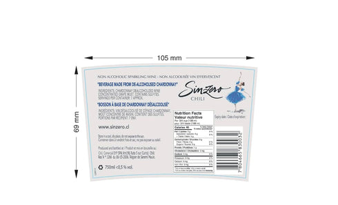 750 ml (25.4 Oz) SINZERO - Sparkling Ros - Fl Bottle - Non-Alcoholic Dry Wine Alternative - Crispy Bubbles, Low