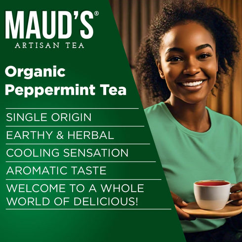 Maud's Organic Peppermint Tea Pods, 24 ct Recyclable Single Serve Pods, Compatible with Keurig K Cups