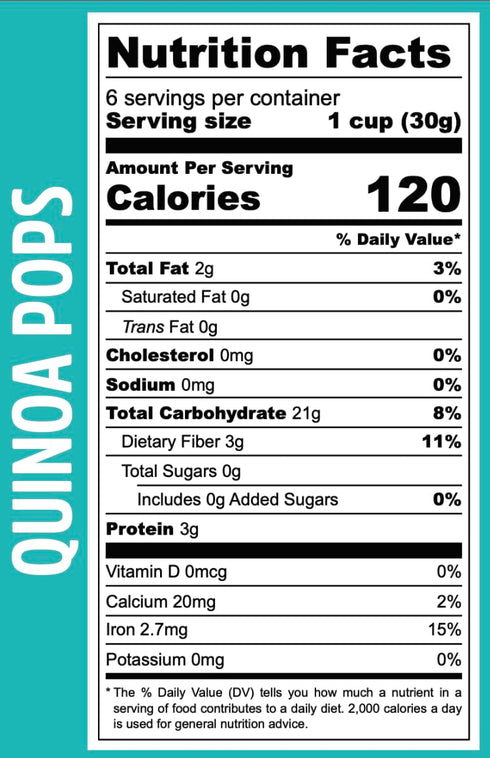 6.35 oz (Pack 1), La Purita Puffed Quinoa Pops Healthy Protein Cereal, Gluten-Free, Sugar-Free, Vegan Superfood