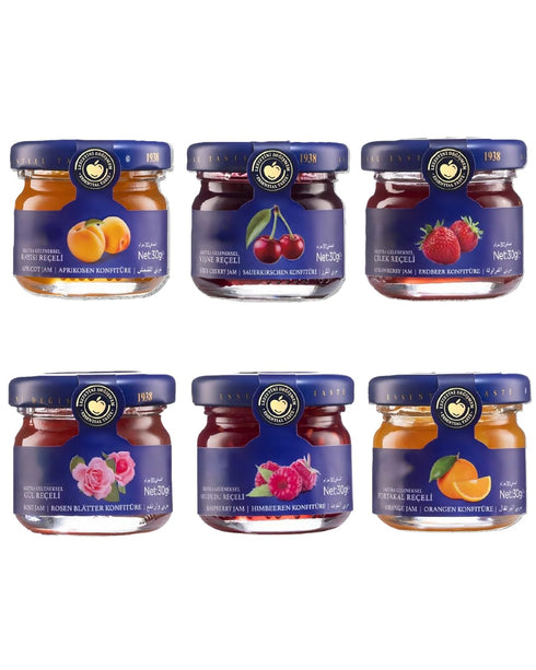 AGADE Mini Fruit Jam Variety Tasting Basket, 6 x 1.06 oz (30 g)