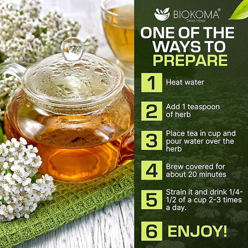 50g 1.76oz Biokoma Organic Yarrow Dried Herb Dried Loose Achillea Millefolium Digestion Skin Health Support USDA
