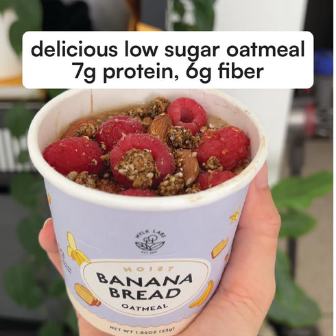 6 Pack Mylk Labs Banana Nut Protein Oatmeal Cups, Whole Grain, Low Sugar, High Fiber Breakfast with Low Sodium, Quick