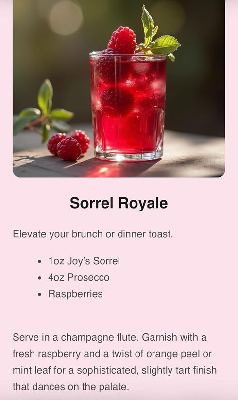 Joy's Island Spice 25oz SORREL HIBISCUS ELIXIR - Non-Alcoholic Cocktail Mixer & Mocktail - Caribbean Botanical Aperitif