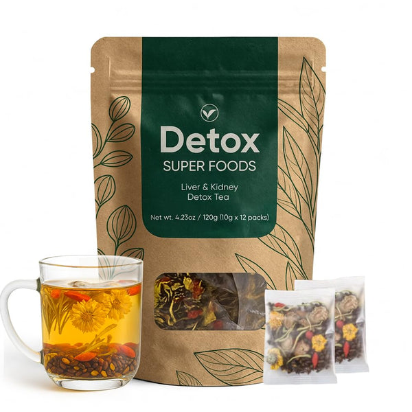 MKSUVGQ Liver & Kidney Detox Tea, Natural Herbal Blend with Dandelion Root, Goji