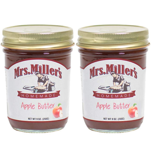 Mrs. Miller's Amish Homemade Apple Butter 9 Ounces - Pack of 2 (No Corn