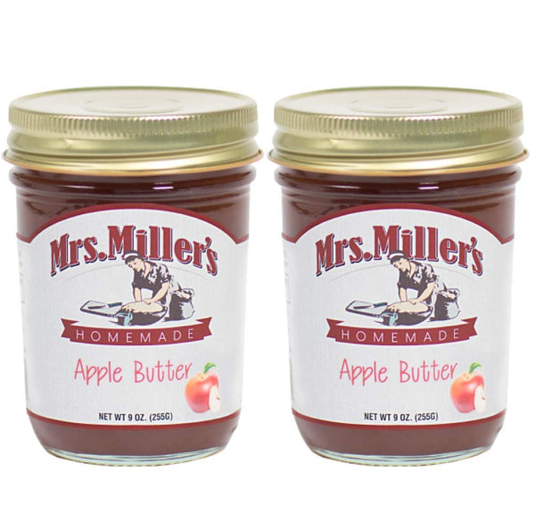 Mrs. Miller's Amish Homemade Apple Butter 9 Ounces - Pack of 2 (No Corn