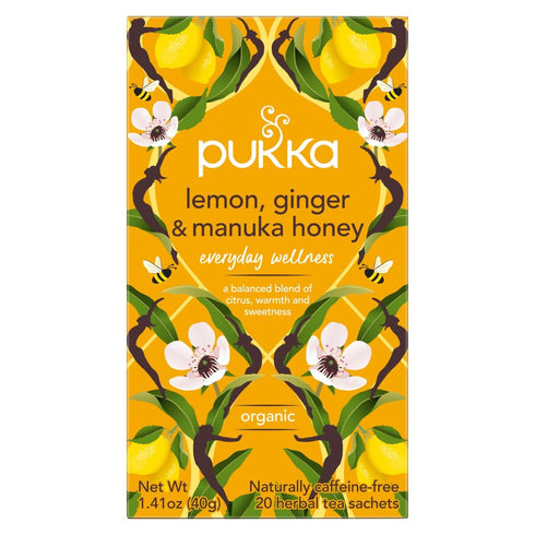 Pukka Herbs Organic Lemon, Ginger & Manuka Honey Herbal Tea, Immune Boosting Organic Tea Infusion Selection, With Turmeric, Ideal For Daily Support, 80 Total Tea Bags (20ct - Pack of 4)