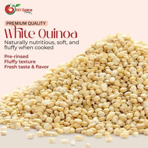 3 NY Spice Shop White Quinoa - Pound Whole Grain Tan Quinoa Seeds - Raw & Naturally Cleaned - Ideal for Cooking Baking