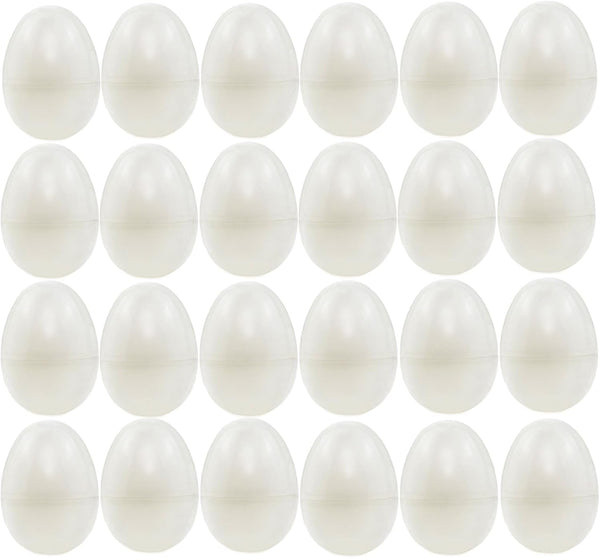 ONEINHE 24 Pcs White Plastic Easter Eggs, 2.36" Fillable Surprise Egg for Easter