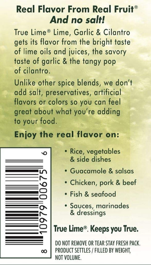 1.94 oz True Lime Garlic and Cilantro Spice Blend