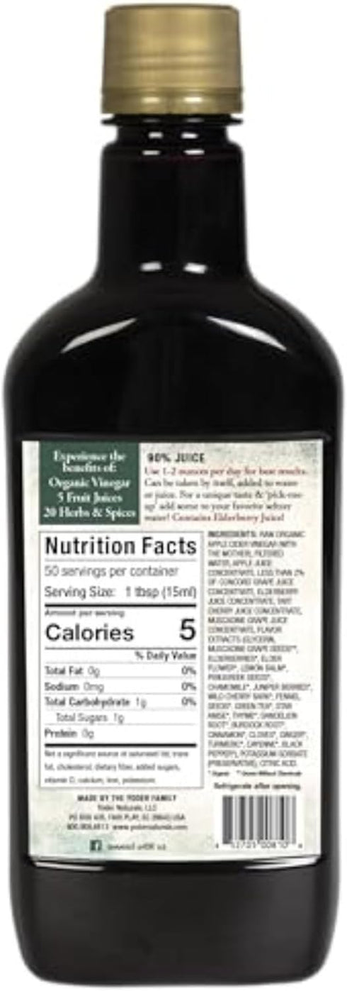 1-Pack 25 Immune 25 Oz. Sipping Apple Cider Vinegar Tonic of Amish Harvest Elixir with Herbs & Juices like Wildcrafted