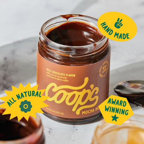 10 Coop's Mocha Hot Fudge: All Natural Cold Brew Mocha Hot Fudge Gluten Free Toppings for Icecream, Desserts and Coffee