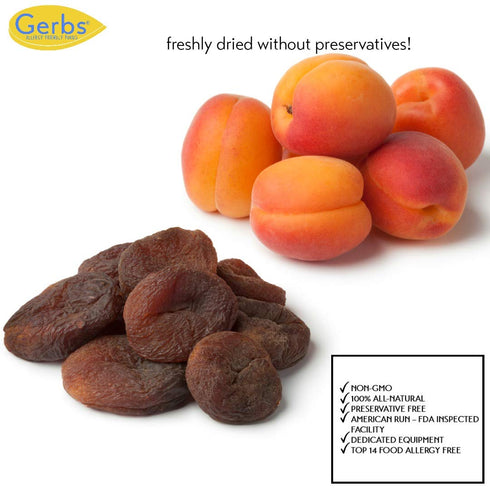 4 lbs. 14 Gerbs Dried Apricots | Unsulfured, No Artificial Additives, Resealable Bag | Naturally Sweet & Chewy | Top