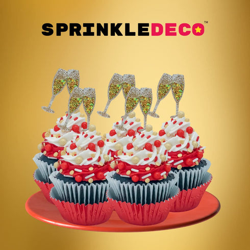 Shabby Elegant Chic Edible Confetti Sprinkles for Cake, Cookie, Cupcake, Ice Cream, 4oz (Red Gold White)