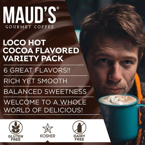Pack, 48ct, Maud's Flavored Hot Chocolate Variety Single Serve Pods, Compatible with Keurig K Cups Maker