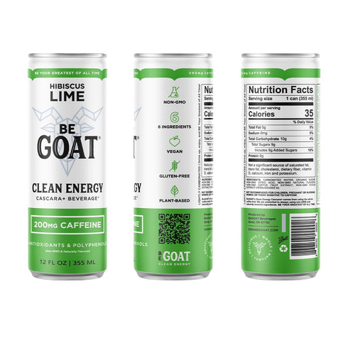 Pack 6 200mg 12 oz (Pack 12) BeGOAT Clean Energy | OG Variety | Ingredients, Plant-Based, Non-GMO, Vegan | Natural