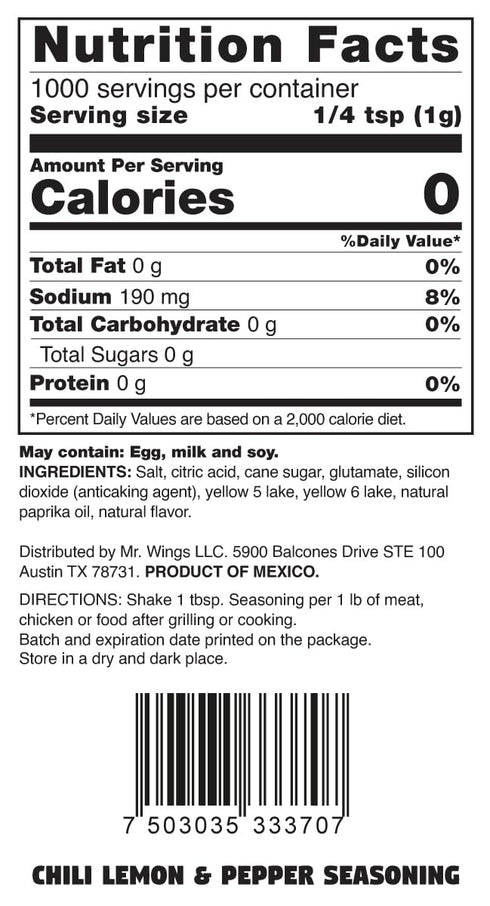 mr wings 1kg. Chili & Lemon Pepper Seasoning Perfect marinade to instantly upgrade your cooking, ideal powder salt