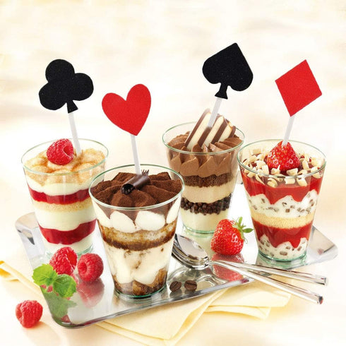 Glitter Poker Heart Cupcake Toppers - 20pcs Casino Party Decor for Muffins, Cakes, and Fruit