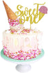 Ice Cream Sweet One Cake Topper - Double-Sided Glitter for Babies' Ice Cream First Birthday Party Decorations