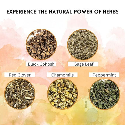 Aluna Well 2oz Menopause Tea Supports Hormonal Balance, Hot Flashes, Night Sweats for Women - Herbal Blend with Black