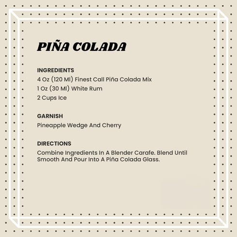 1 (33.8 Oz), Pack 3 Finest Call Premium Pina Colada Drink Mix, Liter Bottle Fl