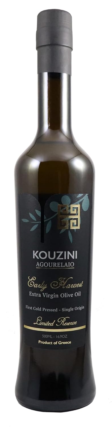 Kouzini Early Harvest Raw Agourelaio Extra Virgin Greek Olive Oil, Cold Pressed,