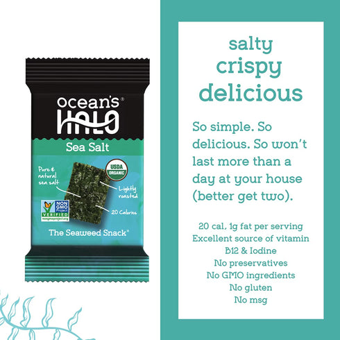1 12 Ocean's Halo Seaweed Snacks (Sea Salt) case of Unit Trays