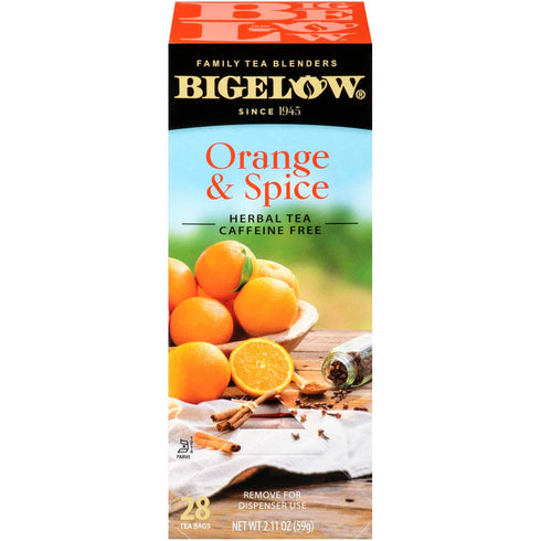Bigelow Orange & Spice Herbal Tea - 28-Count Box, Caffeine-Free Soothing Herbal Tea with Citrus Twist