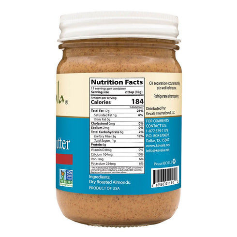 Pack 3, 12 oz, Kevala Almond Butter Crunchy - of Natural Spread for Baking, Nutritious Addition to Breakfast