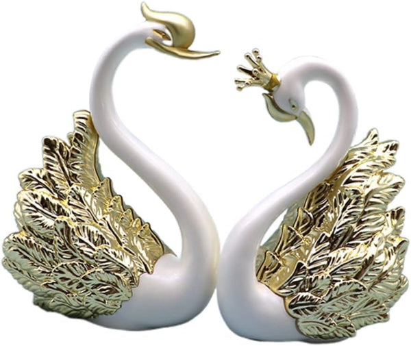 2 Pcs Small Swan Car Ornaments for Home Water Table Decorations, Mini Swan Crown Cake Topper