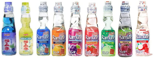 PARSIC multi-pack, 8 6.76 (9 RAMUNE Japanese Soft Drink Bottles, Fluid Ounce Sampler)