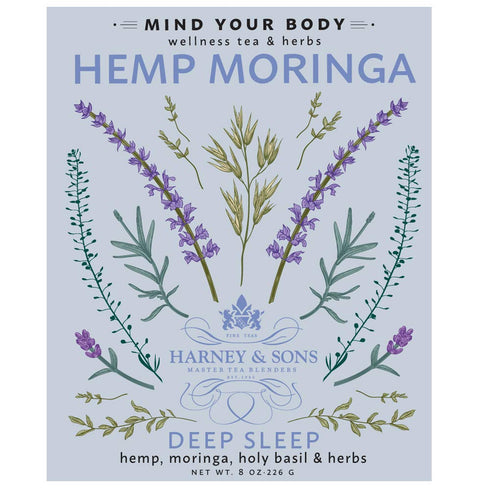 5 oz Harney & Sons Hemp Moringa Tea Blend, Wellness, Deep Sleep Blend, tin