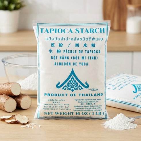 16 oz 1 LB (Pack 1) Thairaya Tapioca starch (Basic), Thailand All-Natural Gluten-Free Flour for Baking, Cooking, Frying