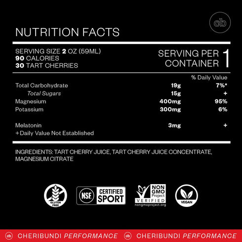 100% 2 30 90 0 2 floz (Pack 12) Cheribundi Tart Cherry Juice Sleep Concentrate Grab & Go Fluid Ounce Pouch for Maximum