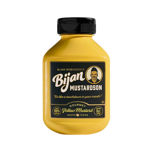 BijanMustardson Yellow Mustard, Tangy & Savory 9oz Real Onion & Garlic, Bold