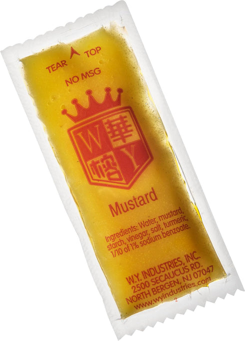 QQOUTLET W.Y. INDUSTRIES Chinese Yellow Mustard Single-Serve Condiment Packets, 10g per Packet, Gluten-Free,