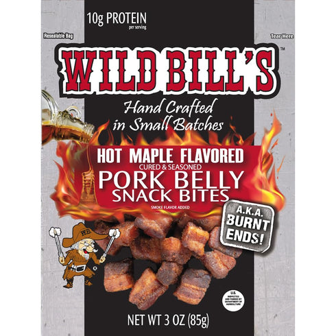 3oz (3 Packs) Wild Bill's Hot Maple Pork Belly Bites