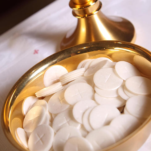 1 1/8" 100 Communion Altar Bread White Cross Design Hosts