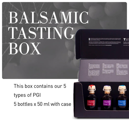5 5 50 ml, La Secchia Balsamic Vinegar of Modena PGI Tasting Box of Varieties of Balsamic Vinegar of Modena PGI