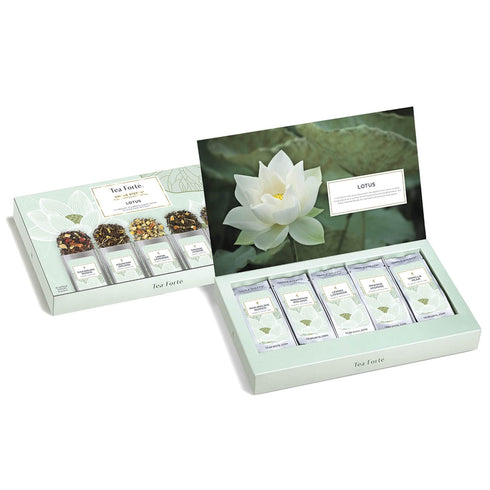 15 Tea Forte Single Steeps Loose Leaf Tea Sampler, Assorted Variety Tea Box, Single Serve Pouches, Lotus Tea