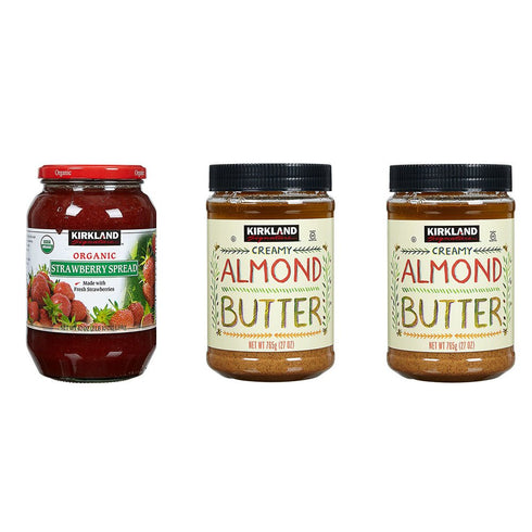 KIRKLAND Signature Organic Strawberry Spread and Creamy Almond Butter Bundle - Includes Signature