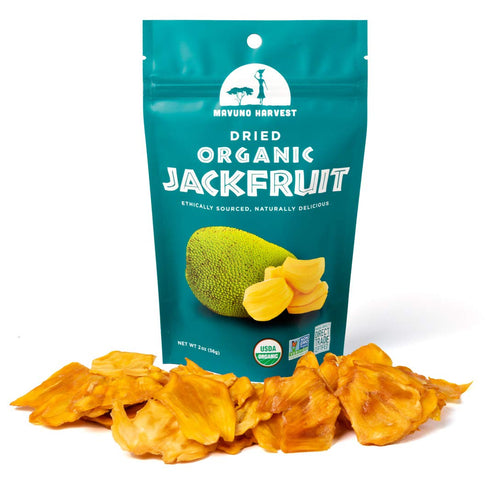 Mavuno Harvest Jackfruit Dried Fruit Snacks, Organic Dried Jackfruit Chips, Gluten Free, 2 Ounce, Pack of 3