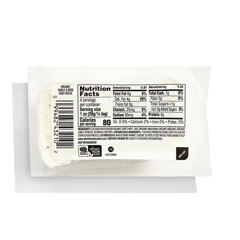 4 oz Whole Foods Market, Organic Goat Cheese Garlic & Herbs